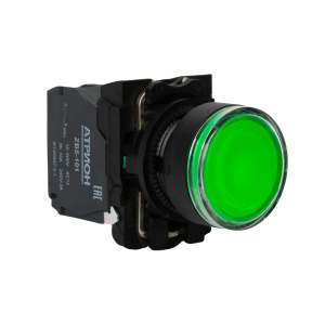 Кнопка LA37-B5W311GBDP, 1NO+1NC, 3A(240VAC), зеленая, LED подсветка 24VAC/DC, фронт IP66 фото