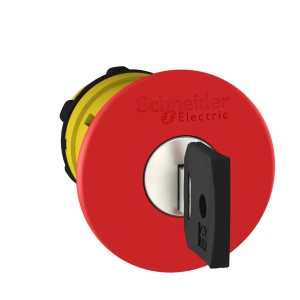 Головка кнопки аварийной остановки с ключом ZB5, красно-желтая, грибовидная Ø40mm, разблокировка ключом, IP66/69/69K фото