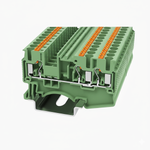 Клемма проходная, push-in DS2.5-TW-01P-14-00Z(H), 24A, 800V, 3 присоед., 2.5(0,2_4)mm², зеленая фото
