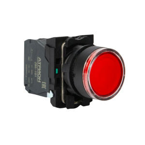 Кнопка LA37-B5W311RM5P, 1NO+1NC, 3A(240VAC), красная, LED подсветка 230VAC, фронт IP66 фото