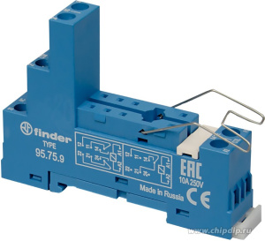 Розетка 95.75.9SMA с металлическим удерживающим зажимом для реле 40.51, 40.52, 40.61, 40.62, , применяются модули 99.01 фото