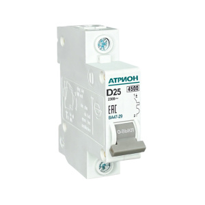 Выключатель автоматический BA47-29, 1P, 25A, хар-ка D, 4.5kA, 1M фото