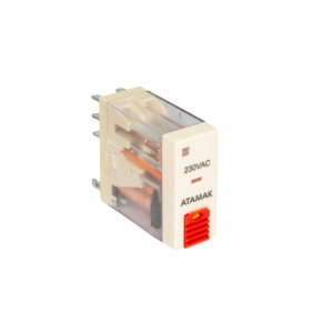 Миниатюрное реле 157F-2CO-730LT, 2CO, 8A(250VАС/30VDC), 230VAC, механический индикатор, кнопка тест, LED фото