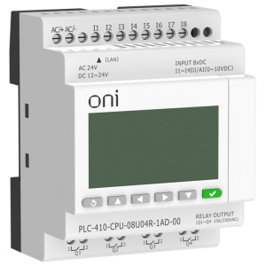 ПЛК 410 Модуль ЦПУ 4 DI 4 UI (0-10 В/DI) 4 RO 12В-24В DC или 24В AC с Ethernet портом с экраном ONI фото