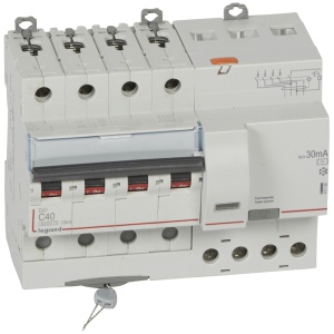 Выключатель автоматический дифф. DX3, 4P, 40A, хар-ка C, 6/10kA, 30mA, тип AC, 7M фото