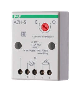 Фотореле AZH-S, 1NO, 16A(250VAC), 2_100Lx, 230VAC, выноcной датчик Ø9.6mm, IP20 фото