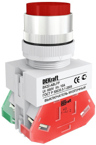 Кнопка выступающая ВК22-ABLFP-RED, 1NO+1NC, красная, фронт IP54 фото