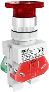 Кнопка ВК22-AELA-RED-NEO, 1NO+1NC, красная, подсветка 230VAC, грибовидная Ø40mm, фронт IP54 фото