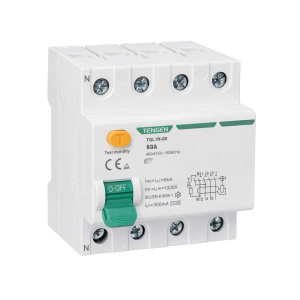 УЗО TGL1N-80, 4P, 80A, 6kA, 300mA, тип AC/S, 4M фото