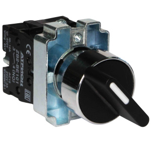 Переключатель XB2-BD25, тип 1-2, 1NO+1NC, 3A(240VAC), черная рукоятка, фронт IP40 фото