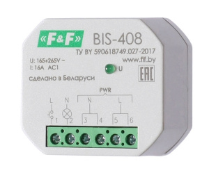 Реле импульсное BIS-408, 1NO, 16A(2330VAC),185_265VAC, монтаж в коробку Ø60mm фото