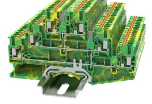 Клемма заземления 3-х уровневая, push-in DS2.5-3L-PE-01P-1C-00Z(H), 6 присоед., 2.5(0,2_4)mm², желто-зеленая фото