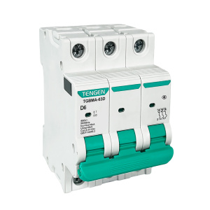 Выключатель автоматический TGBMA-63, 3P, 6A, хар-ка D, 6kA, 3M, без теплового расцепителя фото