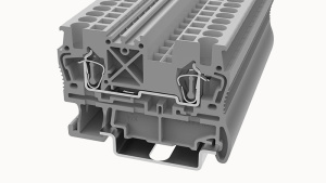 Клемма проходная, пружинная STB2.5-01P-11-00Z(H), 24A, 800V, 2 присоед., 2.5(0,14_4)mm², серая фото