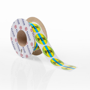 Маркировочная наклейка круглая NPP-30-YGB-PEN, Ж-З-С+PEN  (уп. 500 шт.) фото