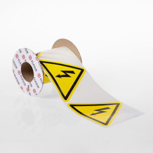 Наклейка треугольная NPP-100/1-ZM, знак "Молния" 100х100х100мм (уп. 100 шт.) фото