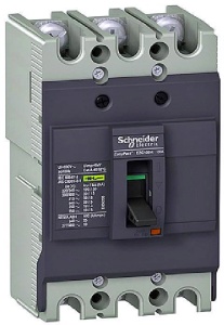 Выключатель автоматический EZC100, 3P, 63A, 415VAC, 10kA, Ii=(10_15)*In, TM-D, термомагнитный, фиксированный фото
