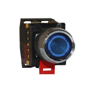 Кнопка ABLFS-22, 1NO+1NC, синяя, LED подсветка 230VAC, фронт IP40 фото