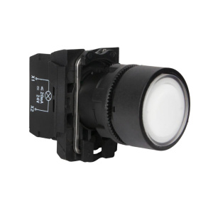 Кнопка LA37-B5H310WBDP, с фиксацией, 1NO, 3A(240VAC), белая, LED подсветка 24VAC/DC, фронт IP66 фото