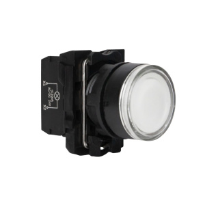 Кнопка LA37-B5W310WBDP, 1NO, 3A(240VAC), белая, LED подсветка 24VAC/DC, фронт IP66 фото