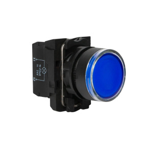 Кнопка LA37-B5W310BBDP, 1NO, 3A(240VAC), синяя, LED подсветка 24VAC/DC, фронт IP66 фото
