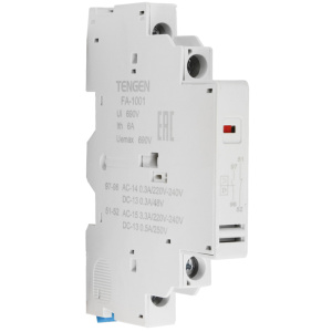 Блок-контакт вспом. и аварийный TGD1-FA-1001, авар. 1NO, мгнов. вспом. 1NC, монтаж слева, для TGD1-32 фото
