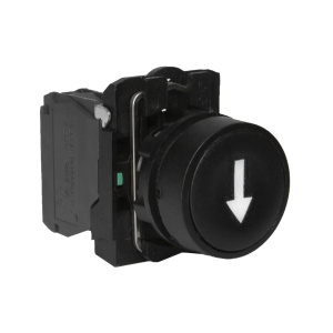 Кнопка LA37-B5A10KP-AD, 1NO, 3A(240VAC), черная с белым символом "↓", фронт IP66 фото