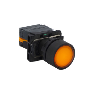 Кнопка LA37-B5H310YBDP, с фиксацией, 1NO, 3A(240VAC), желтая, LED подсветка 24VAC/DC, фронт IP66 фото