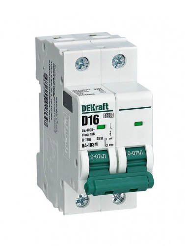 Выключатель автоматический BA-103M-2P-050A-D, 2P, 50A, хар-ка D, без теплового расцепителя, 6kA, 2M фото
