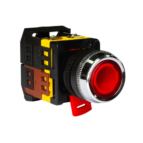 Кнопка ABLFS-22, 1NO+1NC, красная, LED подсветка 230VAC, фронт IP40 фото