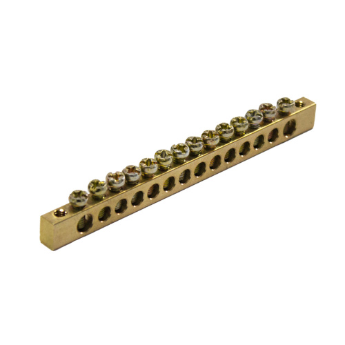 Шина нулевая 8x12mm, 125A, 14 присоединений, крепление по бокам фото