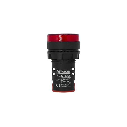 Лампа сигнальная AD22-22DS красная, АС/DC 24 фото