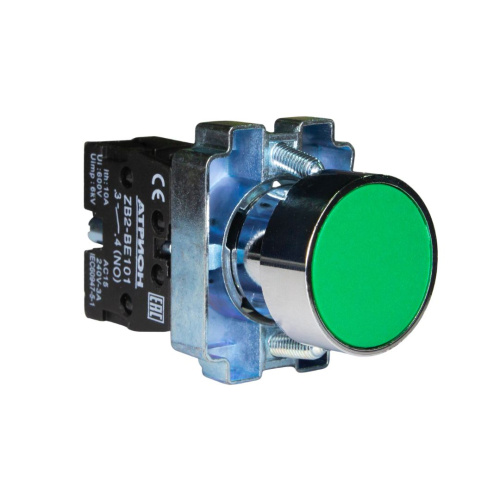 Кнопка XB2-BA31, 1NO, 3A(240VAC), зеленая, фронт IP40 фото