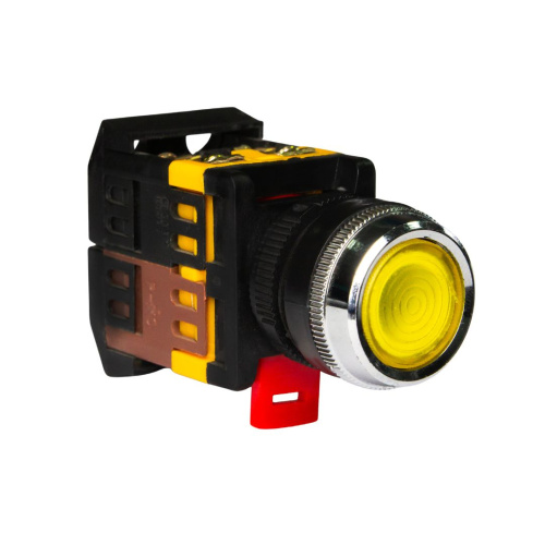 Кнопка ABLFS-22, 1NO+1NC, желтая, LED подсветка 230VAC, фронт IP40 фото