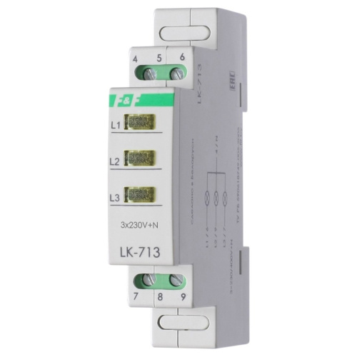 Индикатор LK-713Y, 3P, 230VAC, желтый 3xLED, 1M фото