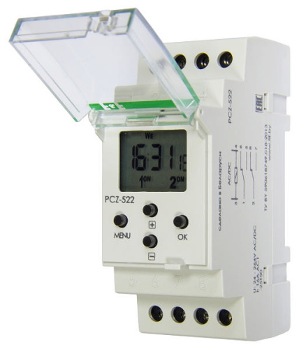 Реле времени PCZ-522 двухканальное 24-264В AC/DC 16А 2NO/NC IP20 фото