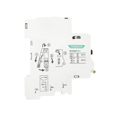 Блок-контакт вспом. TGB1N-OF, 1CO, 6A, монтаж слева, функция TEST, для TGB1N-63, TGBG-63DC, 0.5M фото