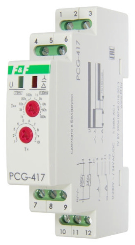 Реле времени PCG-417, 2CO, 8A(250VAC), 24VAC/DC, 230VAC, функция (Y-Δ), 1M фото