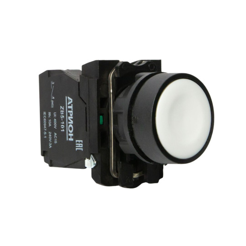 Кнопка LA37-B5A10WP, 1NO, 3A(240VAC), белый, фронт IP66 фото