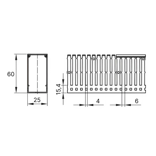 Короб перфорированный, серый RL6 25x60 фото