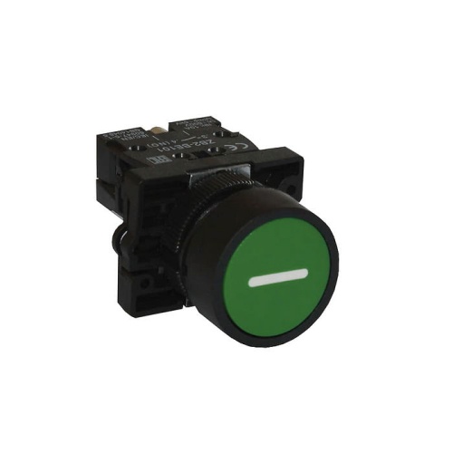 Кнопка XB2-ЕA3311, 1NO, 3A(240VAC), зеленая "I", фронт IP40 фото